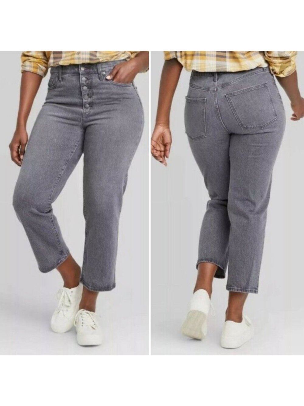 Universal Thread Gray Vintage Straight Cropped Jeans 31x26 Women's 12 NWT
